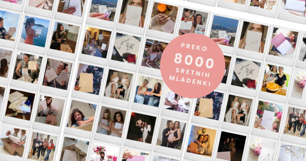 mladenke i kume koje u rukama drže i pokazuju svoj i said yes planer za mladenku i said go girl planer za kumu, a iznad slike je natpis na kojem piše preko 8000 sretnih mladenki